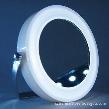 LED lighted cosmetic mirror, 3 x magnifying with built-in LED, 360° rotation for makeup